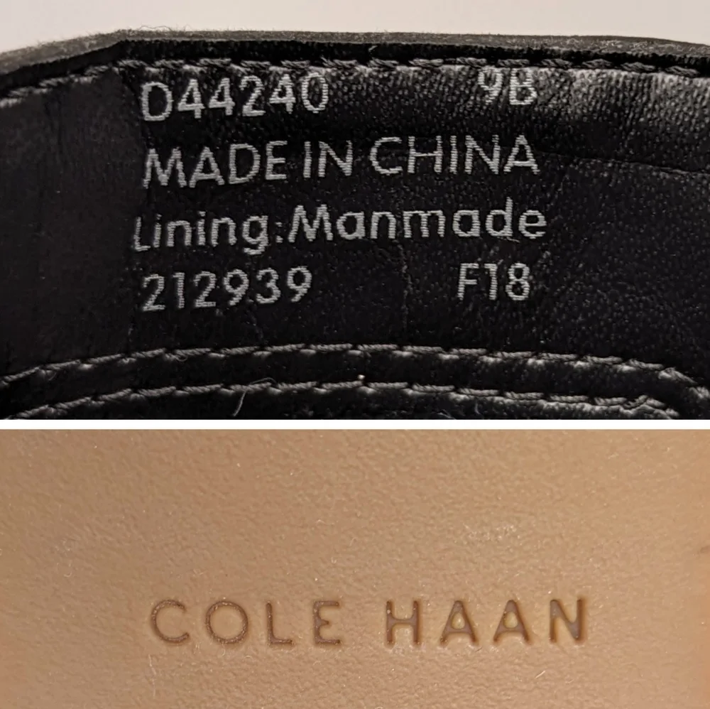 Cole Haan Abbot Ankle Boot Leather Notched Pull On Block Heel Chelsea Black 9
